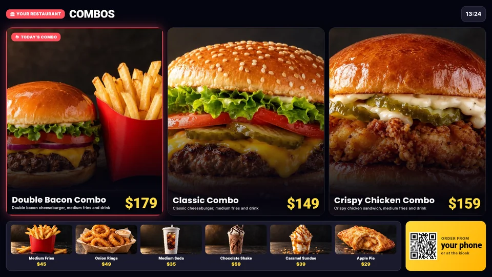 Screenshot: Digital menu board