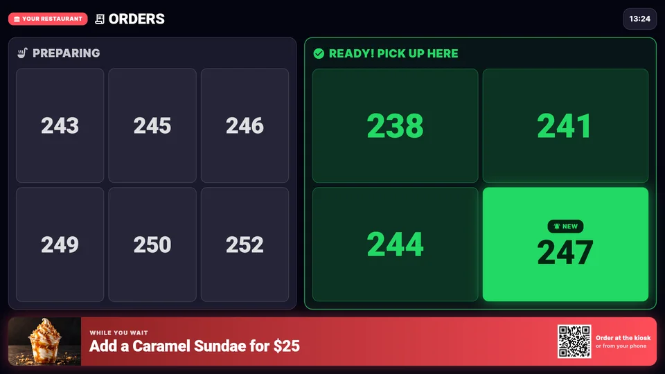 Screenshot: Order-status screen